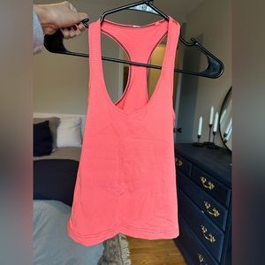 NWOT Lululemon Cool Racerback in neon coral stripe